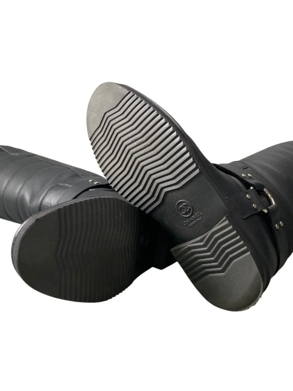 Chanel G7 Engineer Boots Star Motif Quilted Leather Black